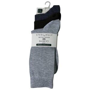 Steel & Jelly British Design Bamboo Blend Socks 3 Pairs Grays Green NWT